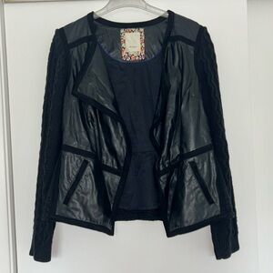 Elevenses for Anthropologie Leather Asymmetrical Waterfall Design Jacket
